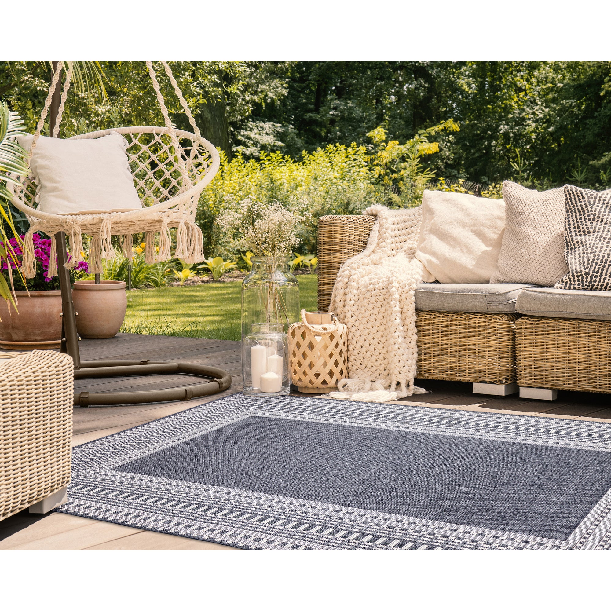 Navy deals outdoor rug