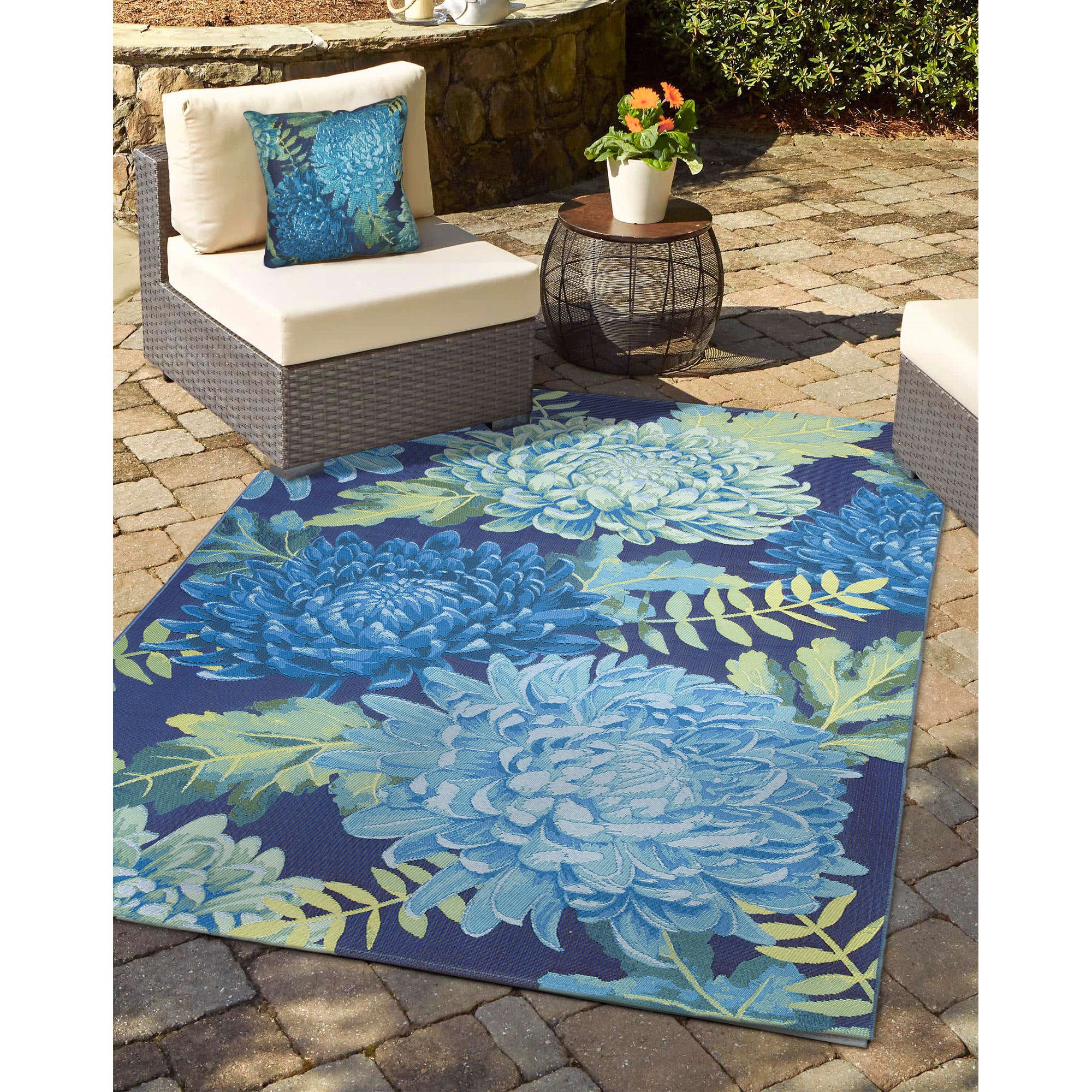 Liora Manne Marina Mum Indoor/Outdoor Rug Blue - marina | Trans-Ocean