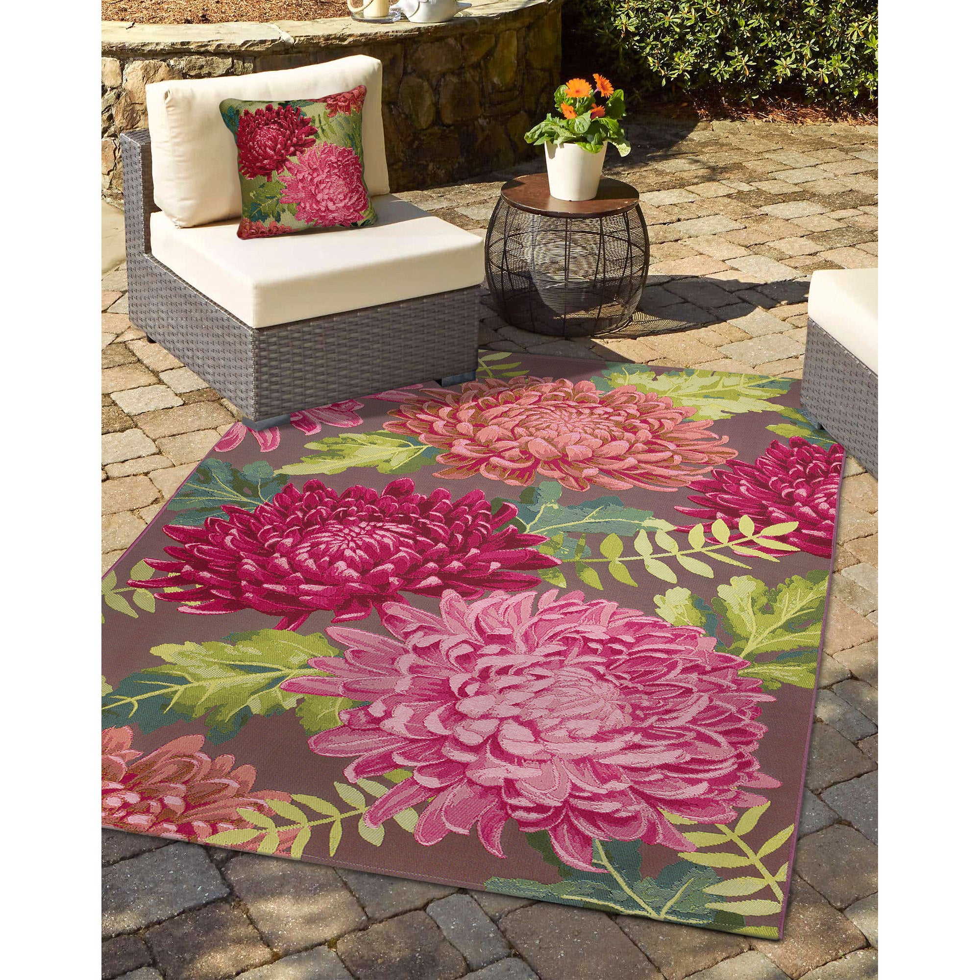 半幅帯 マームMarMuトランプとバラ柄 半巾帯 クイーンローズ Liora Manne Marina Mum Indoor/Outdoor Rug Fuchsia - marina | Trans