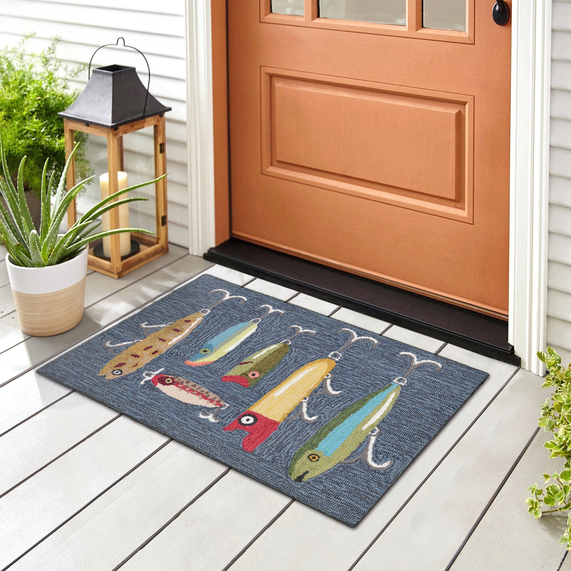 Liora Manne Frontporch Playing Hooky Indoor/Outdoor Rug Grey