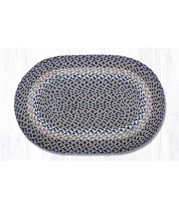 C-05 Blue/Natural Oval Braided Rug 20 x 30 x 0.17 in.