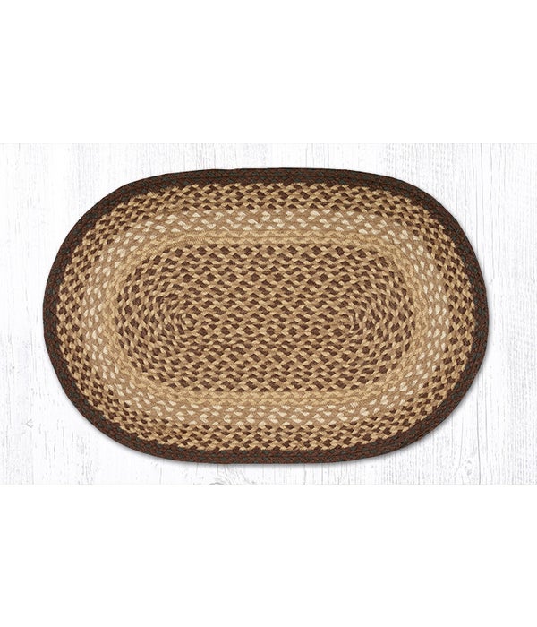 C-17 Chocolate/Natural Oval Braided Rug 20 x 30 x 0.17 in.