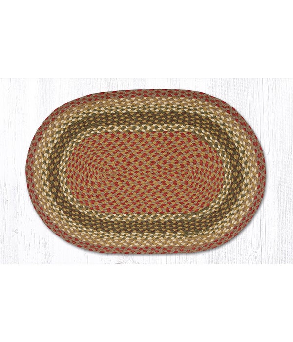 C-24 Olive/Burgundy/Gray Oval Braided Rug 20 x 30 x 0.17 in.