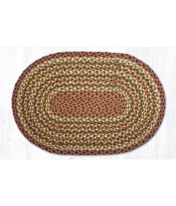 C-324 Olive/Burgundy/Gray Oval Braided Rug 20 x 30 x 0.17 in.