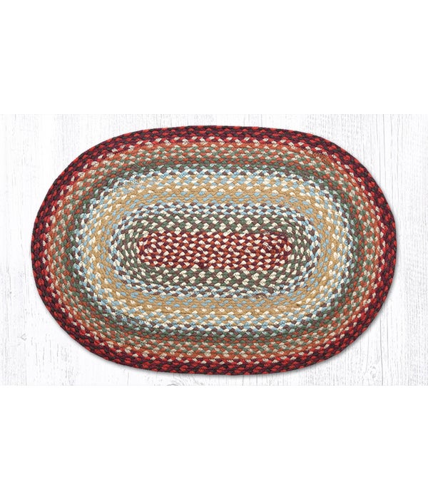 C-417 Thistle Green/Country Red Oval Braided Rug 20 x 30 x 0.17 in.