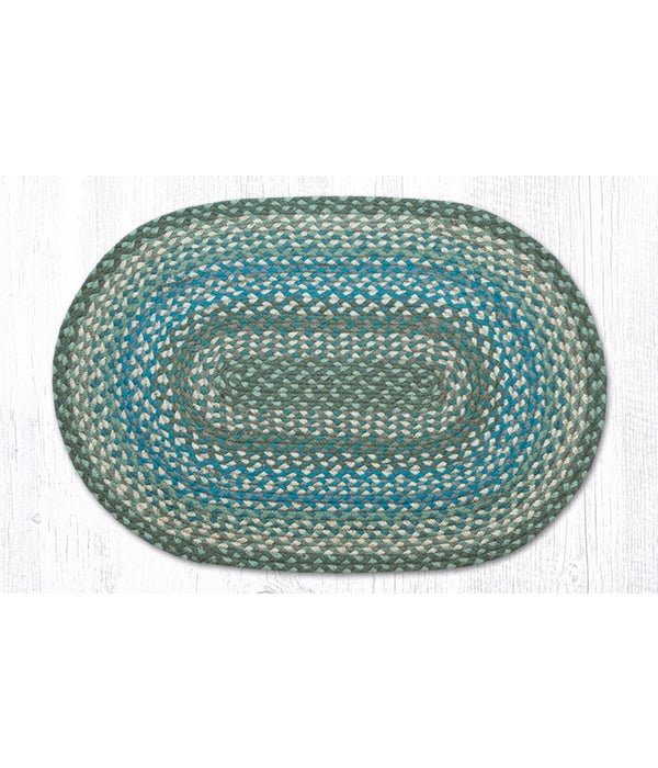 C-419 Sage/Ivory/Settlers Blue Oval Braided Rug 20 x 30 x 0.17 in.