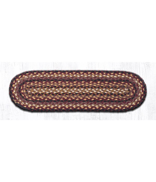C-371 Black Cherry/Chocolate/Cream Oval Stair Tread 27 in.x8.25 in.x0.17 in.