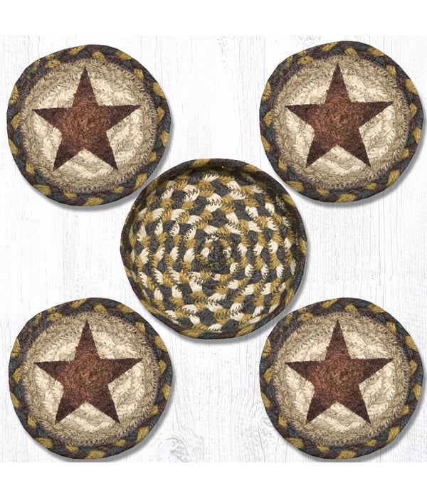 CNB-51 Gold Star Coasters in a Basket 5 x 5 in.x1.25 in.