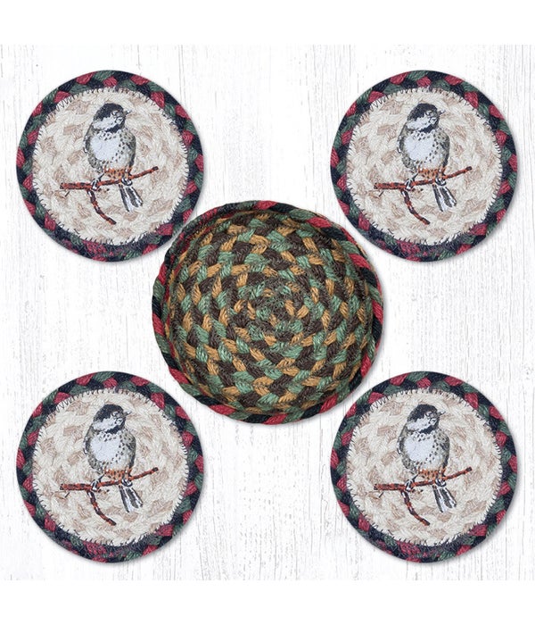 CNB-81 Chickadee Coasters in a Basket 5 x 5 in.x1.25 in.