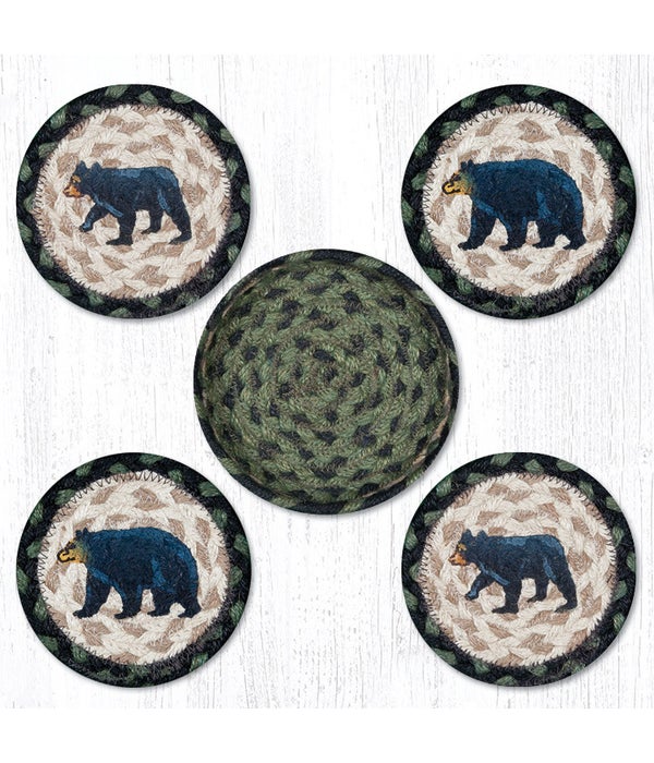 CNB-116 Mama & Baby Bear Coasters in a Basket 5 x 5 in.x1.25 in.