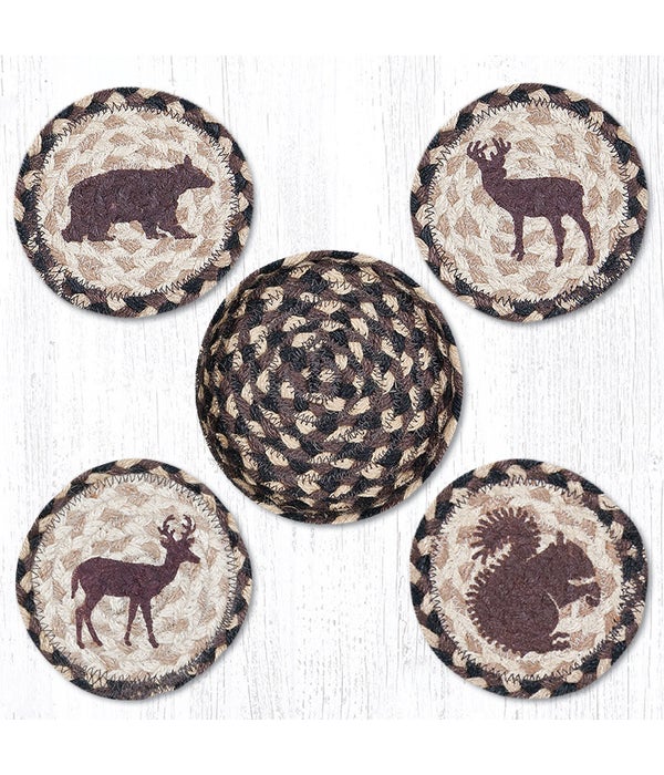 CNB-518 Wildlife Coasters in a Basket 5 x 5 in.x1.25 in.
