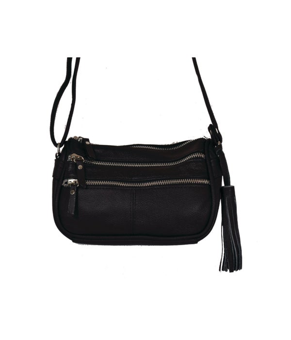 BLACK LEATHER PURSE 8 in.