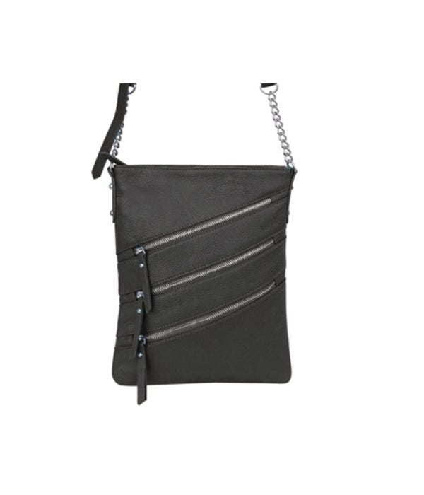 BLACK LEATHER PURSE 11 in.