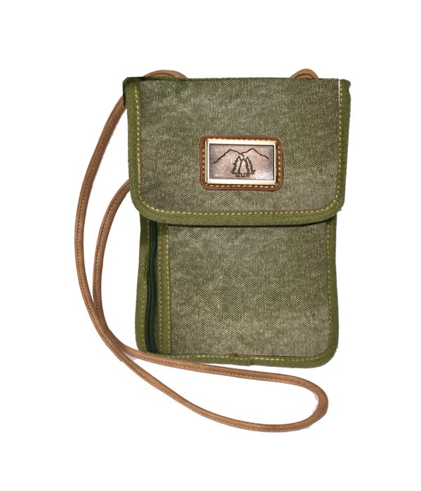 GREEN CANVAS POUCH 8.7 in.