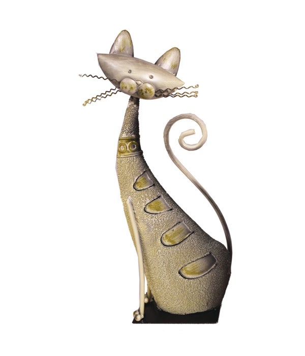METAL SILLY CAT TABLE ART 14.5 in. H