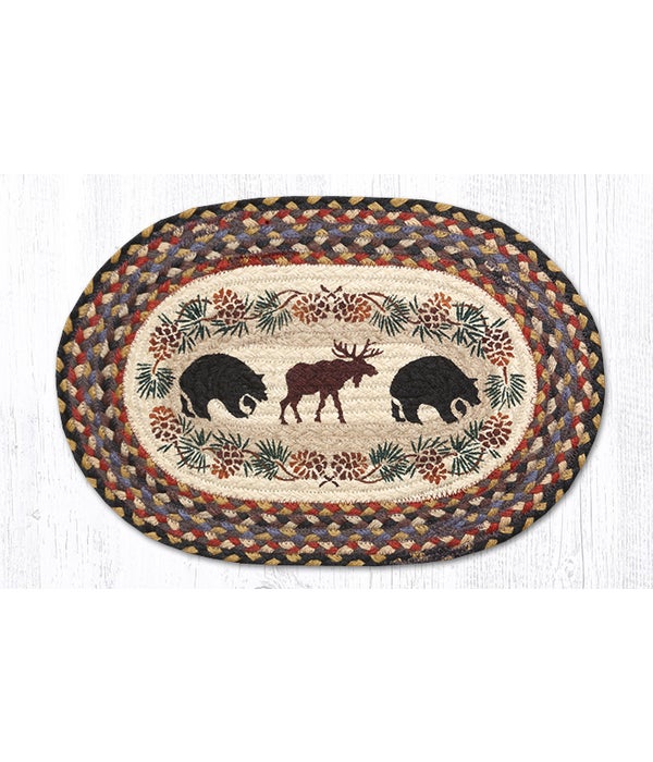 PM-OP-43 Bear/Moose Oval Placemat 13 in.x19 in.x0.17 in.