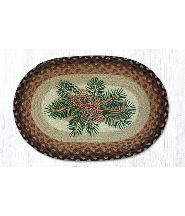 PM-OP-83 Pinecone Red Berry Oval Placemat 13 in.x19 in.x0.17 in.