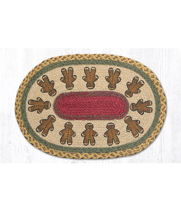 PM-OP-111 Gingerbread Men Oval Placemat 13 in.x19 in.x0.17 in.