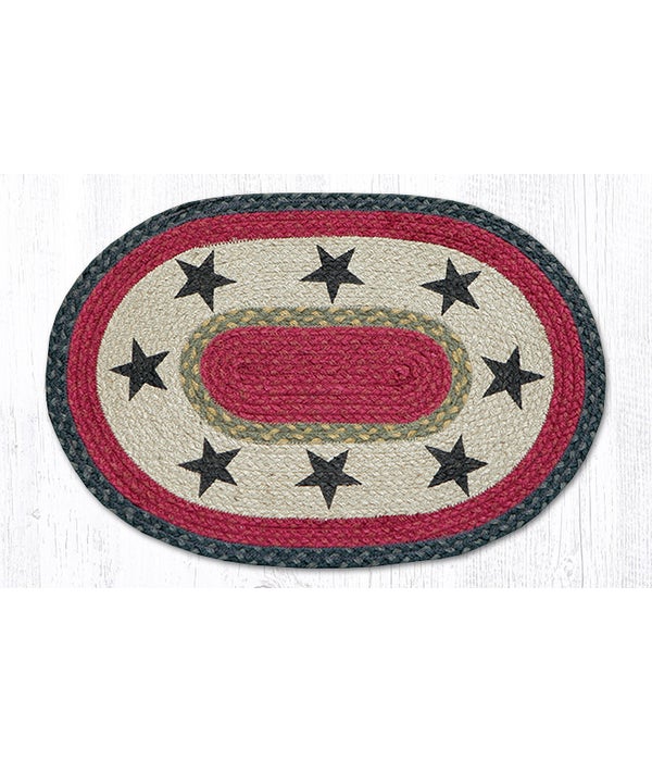 PM-OP-238 Black Stars Oval Placemat 13 in.x19 in.x0.17 in.