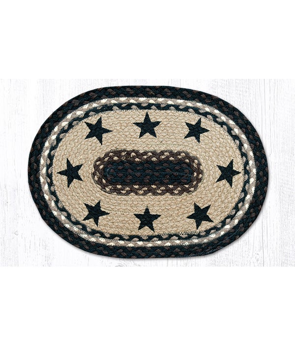 PM-OP-313 Black Stars Oval Placemat 13 in.x19 in.x0.17 in.
