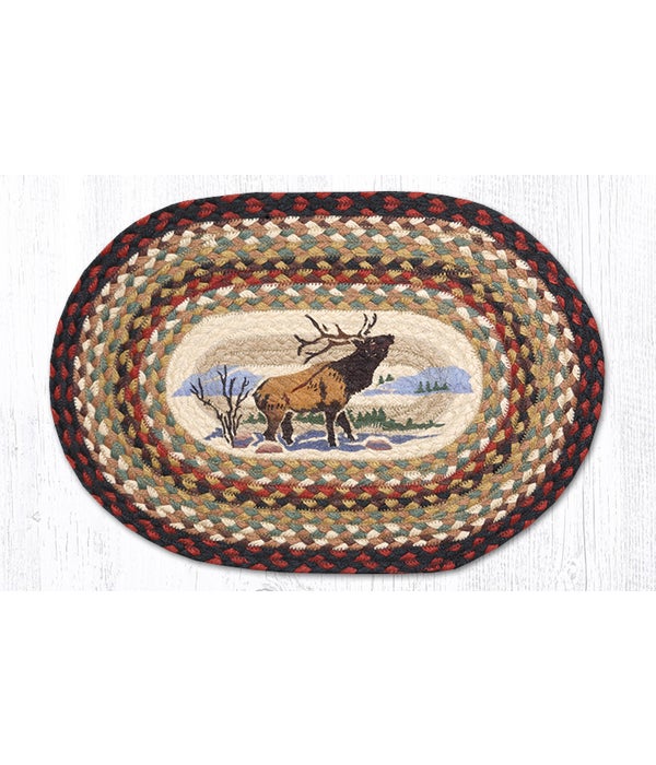 PM-OP-319 Winter Elk Oval Placemat 13 in.x19 in.x0.17 in.