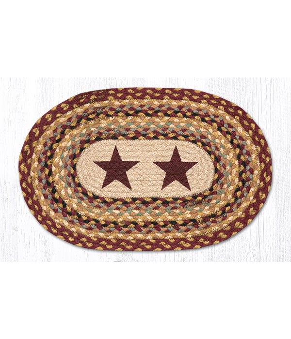 PM-OP-357 Burgundy Stars Oval Placemat 13 in.x19 in.x0.17 in.