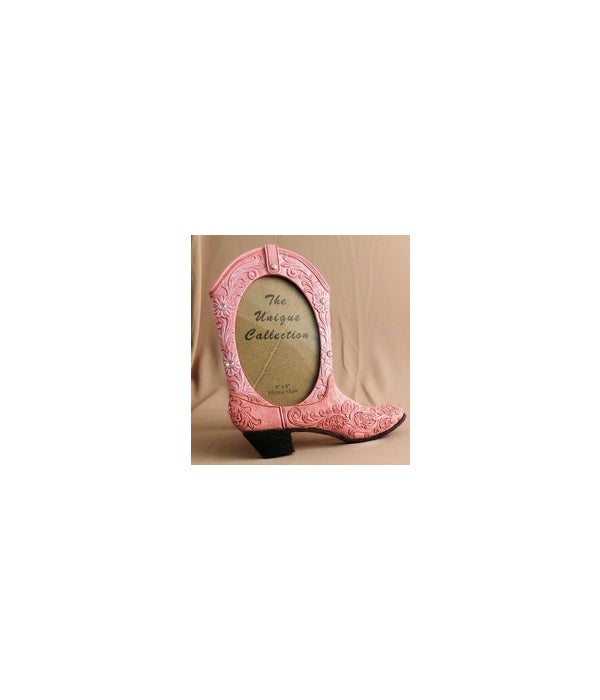 Pink Boot Picture Frame 4 x 6 x 8.5 in. H