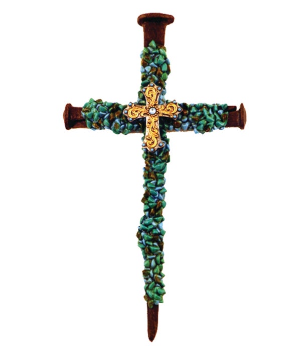 TURQUOISE NAIL CROSS 15.3 in.
