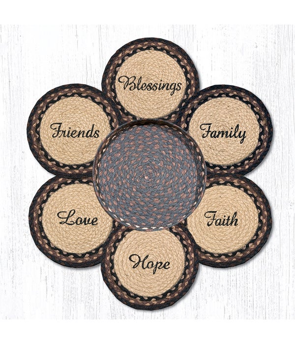 TNB-313 Blessings Trivets in a Basket 10 in.x10 in.x1.5 in.