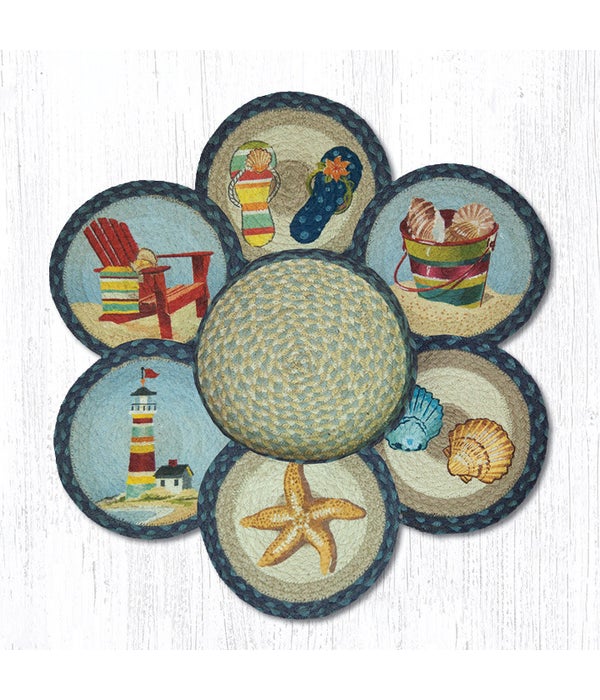 TNB-362 By The Sea Trivets in a Basket 10 in.x10 in.x1.5 in.