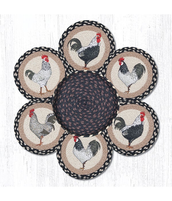 TNB-430 Roosters Trivets in a Basket 10 in.x10 in.x1.5 in.