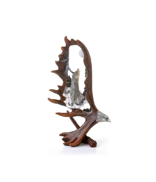 WOLF IN ANTLER CUTOUT 10 in. H