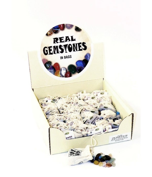 BOX  OF 36 BAGS of Polished Gemstones