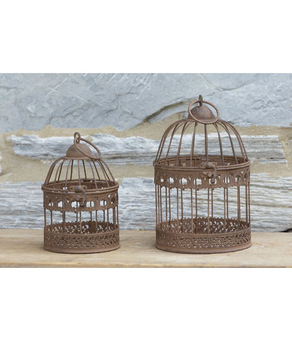 Bird Cages - Vintage Rusty - 9 in. H x 5.5 in. Dia, 7 in. H x 4.5 in. Dia