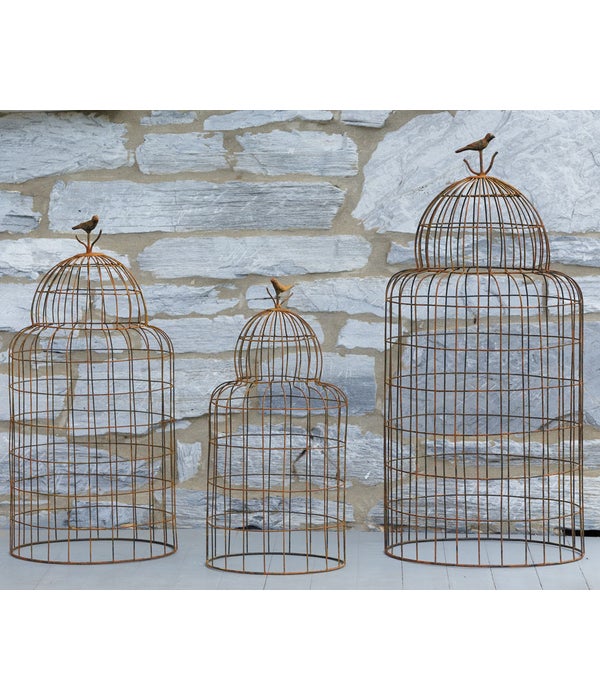 Bird Cages - Vintage Rusty - 32 H x 14.5 Dia, 25.5 H x 12 Dia, 21 H x 9.5 Dia .in