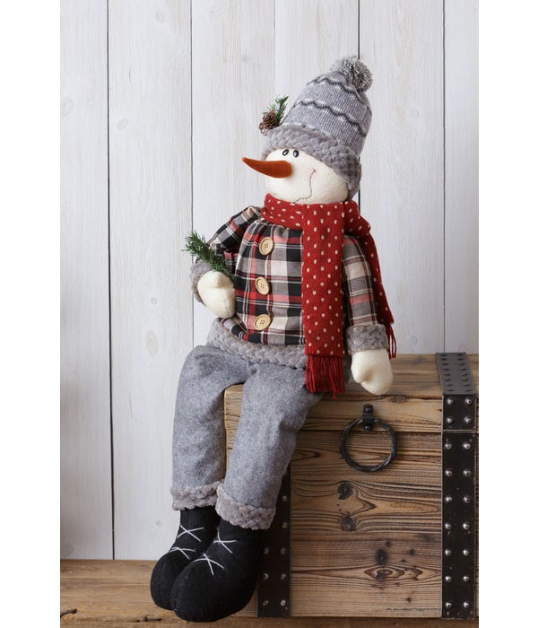 Cozy In Plaid - Snowman - Sitting