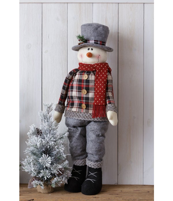 Cozy In Plaid - Snowman - Standing - 36 in. x 14 in.