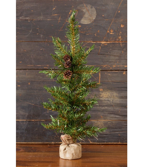 Christmas Pine With Cones -  Burlap Base