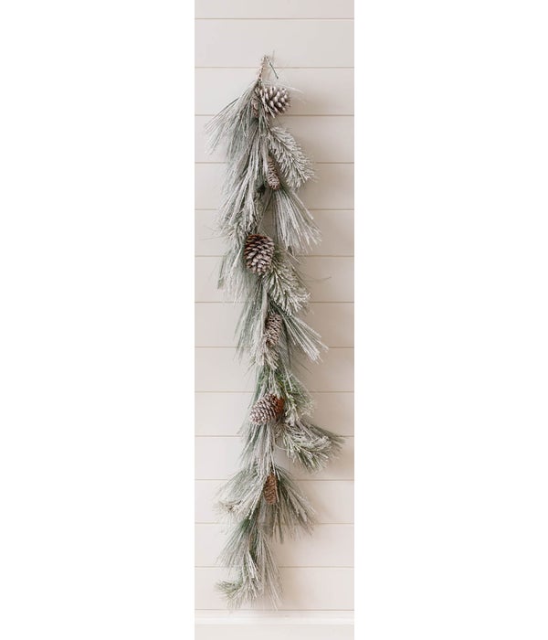 Garland - Flocked White Pine With Pinecones - 55 in. L