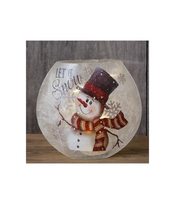 Frosted Glass Luminary - Let It Snow Circular