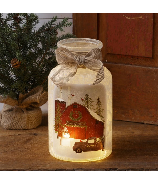 Frosted Glass Luminary - Merry Christmas