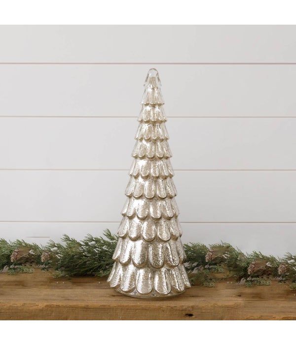 Lighted Mercury Glass Tree, 17 Inch - 17 in. H x 7 in. Dia