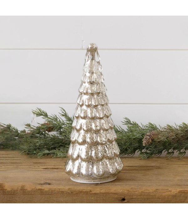 Lighted Mercury Glass Tree, 10 Inch - 10 in. H x 4.5 in. Dia