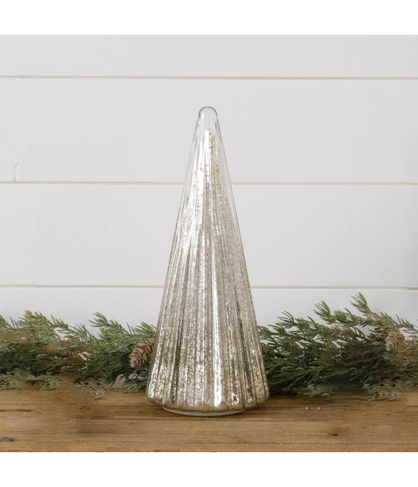 Lighted Mercury Glass Tree, 12.5 Inch - 12.5 in. H x 5 in. Dia
