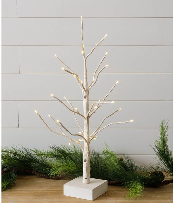 LED Lighted Birch Tree, 32 Warm White Lights - 25 in. H x 14 in. W