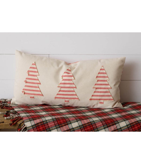Red Stripes and Trees Two-Sided Pillow