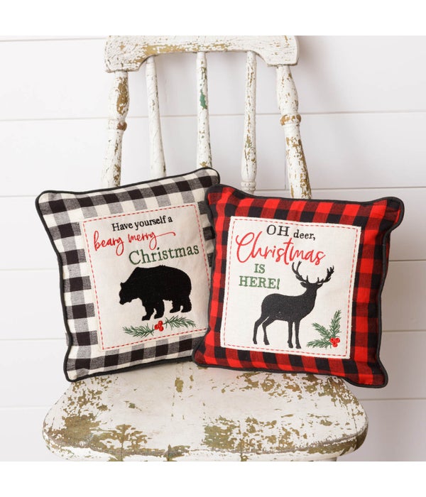 Mini Check Pillows - Deer And Bear