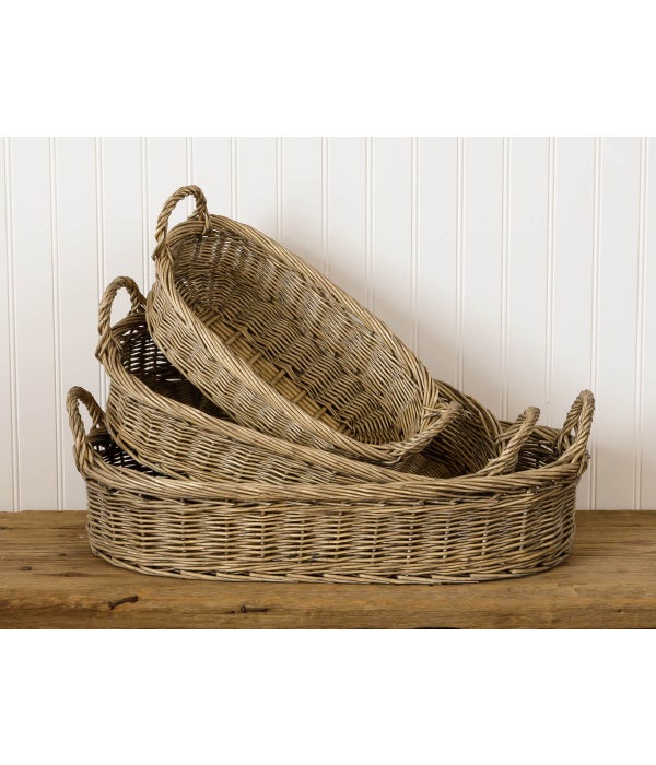 Nesting Oval Wicker Baskets