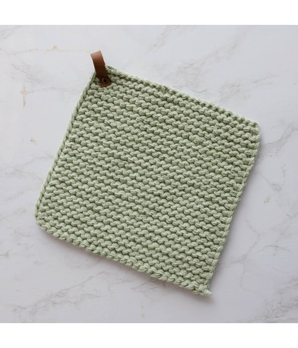 Knitted Hot Pad, Mint Green - 8 in. H x 8 in. W