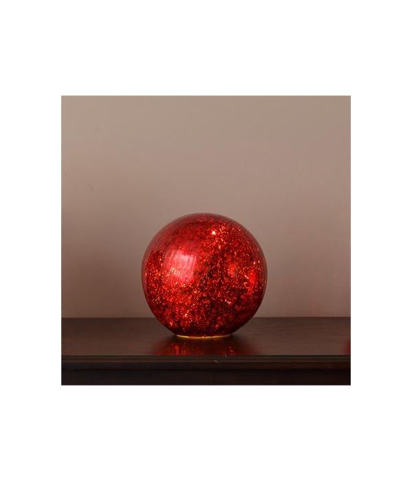Lit Glass Ball - Medium Red - 6 in. Dia